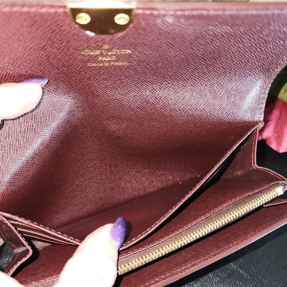 Louis Vuitton Sepia Utah Sarah Maroon Long Wallet With Dustbag AUTHENTIC AND COA